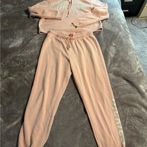 Dickies Women's Pink Hoodie Sweater with matching pants